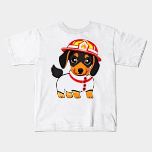 Dachshund as fireman Kids T-Shirt